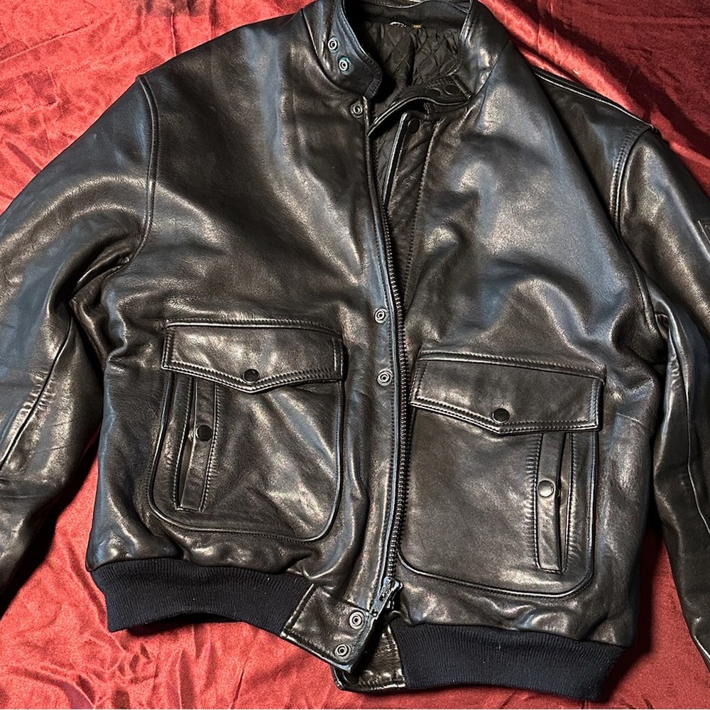 Vintage Drag Specialties Black Leather Motorcycle Jacket